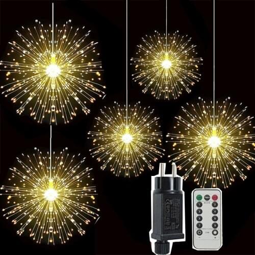 BEIAIDI Outdoor Led Hanging Starburst String Light Garden Patio Party Firework Light Waterproof Christmas Twinkle Fairy Garland