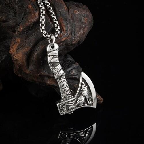 316L stainless steel Odin symbol Nordic rune axe pendant necklace amulet nose Viking rune axe jewelry