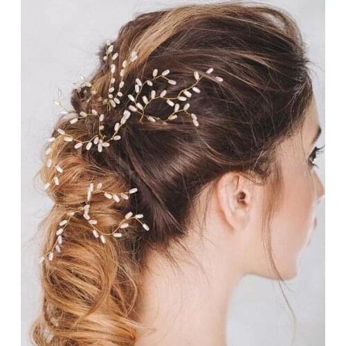 Pearl hairpin headdress white handmade headdress wedding accessories jewelry hair accessories for girls gold hair pins