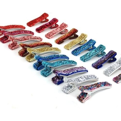 Glitter hair clip baby Barrettes single prong lined clips Kids Hair bow Boutique clips accessories supplier Wholesale hairgrips