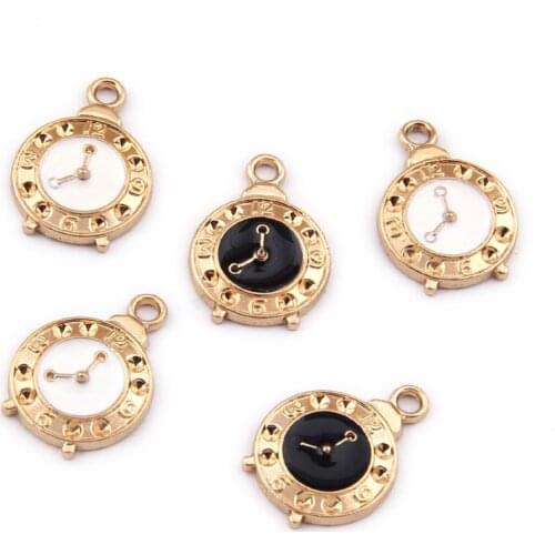 18*13mm Vintage Watch Clock Charms Enamel Alloy Handmade Craft Decorate Pendants Jewelry Making Accessory 20Pcs