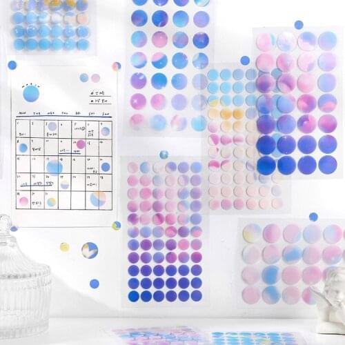 4 Pcs/set Dream color series Decorative Stickers Scrapbooking diy Stick Label Diary Stationery Album Journal ins round Stickers