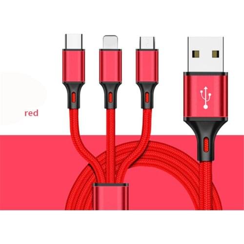 400 pcs USB Cable For iPhone Charging Charger 3 in 1 Micro USB Cable For Android USB Type C Mobile Phone Cables For Samsung