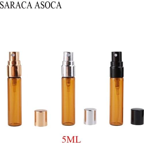 5ml Brown Glass Spray Bottle Travel Portable Makeup Moisture Bottling Lightproof Brown Small Spray Bottle 100/Pcs
