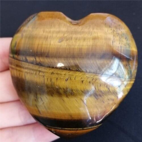 57-60mm Natural gemstones healing quartz crystal heart stones and minerals tiger eye specimen carved heart 1pc