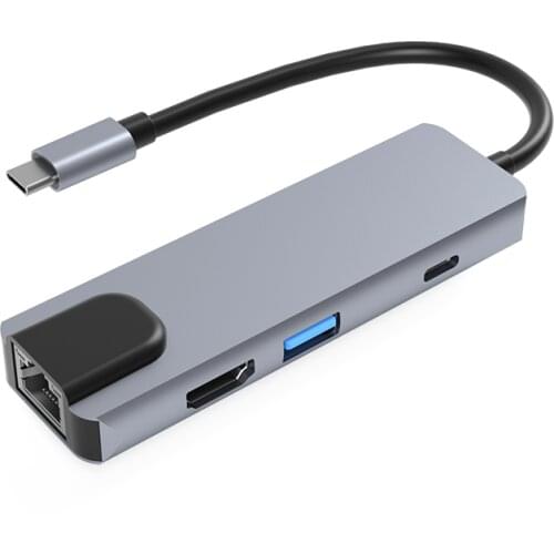 High-End, Aluminum Alloy,Multi-Function ,Type-C, MacBook Expander PD HDMI Gigabit Network Port Dock Six in One