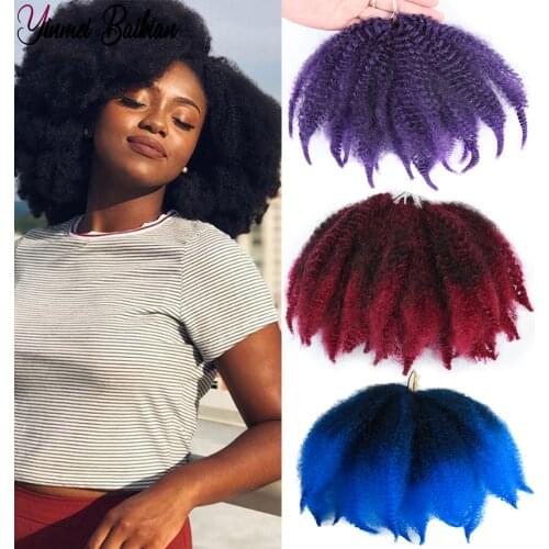 8inch Short Marley Braids Hair Fluffy Afro Kinky Crochet Hair For Twist Hair Extension Black Ombre Brown Synthetic Braiding Hair