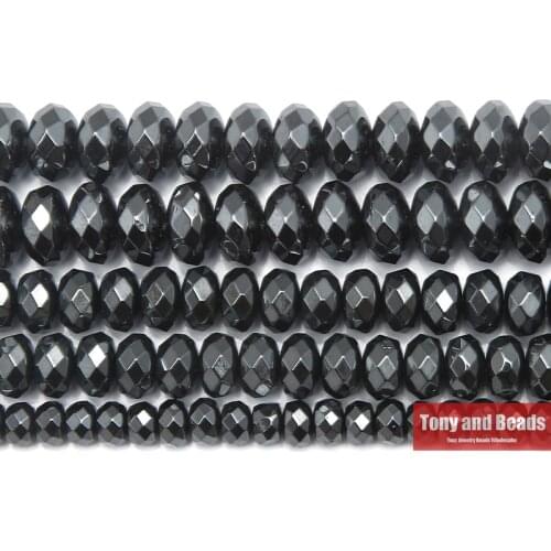Natural Stone No Magnetic Faceted Rondelle Black Hematite Beads 4x6 5x8 6x10MM 15" Per Strand Pick Size