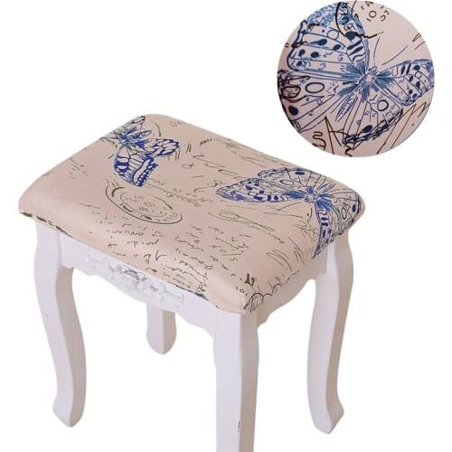 Square Stool Cover Stretch Chair Covers Removable Seat Case for Piano Room Printed Stool Surface Dustproof Protector Home Decor
