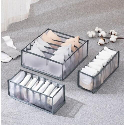 Underwear Storage Box Womens Socks Wardrobe Drawer Bra Panties Thickened Compartment Storage Box Mesh Plaid