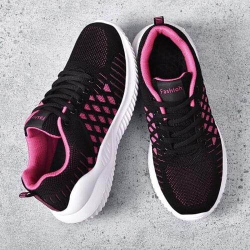 New Walking Sneakers Mesh Breathable Women Tennis Shoes Lightweight Fashion Female Platform Trainers Outdoor Sport Jogging