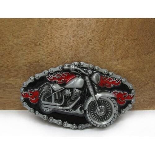BuckleClub wholesale retro color enameled motor belt buckle jeans gift belt buckle FP-03178 PEWTER FINISH 4cm width loop