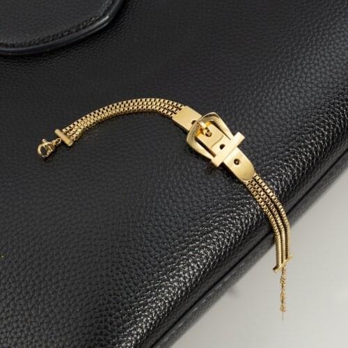 Unique Design Stainless Steel Belt Shape Strap Charm Gold Bangle Women Jewelry Gift Punk Multi-Layers Bangle Bracelets Jewelry