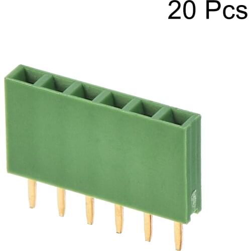 Uxcell Straight Header Pin 6P 1 Row 2.54mm Pitch Copper Pin for Prototype Green 20pcs