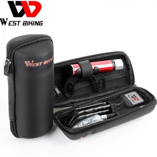 WEST BIKING Bike Repair Tools Bag 120PSI Pump MTB Bike Tire Lever & Glueless Patch Set Portable Cycling Bicycle Fix Repair Kit