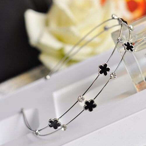 New Arrival 1 Piece Women Hair Accessories Pearls Flower Headbands Double Rhinestones Hair Bands Star Alloy Hairbands Headwear