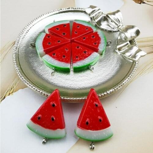 10pcs/pack 32x23mm Fruit Watermelon Resin Charms for Earring Keychain Necklace Pendant Jewlery Findings DIY Phone Charms