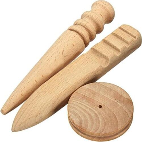 3in1 Multi-Size Leathercraft Edge Slicker Wood Burnisher Leather Tools AA7827
