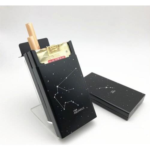 Alalinong Ins Constellation Aluminium Alloy Cigarette Case for Girl Boy 20 Metal Cigarette Box Cover The Dirty Smoke Star Sign