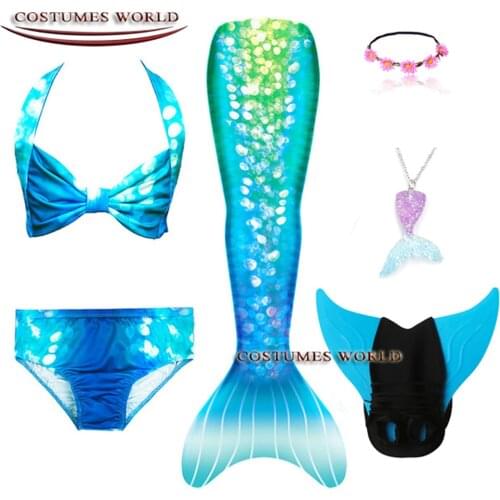 Kids Children Mermaid Tails for Swimming Mermaid tail with Monofin Girls Swimmable Swimsuit with Bikini Flipper Cosplay Costumes