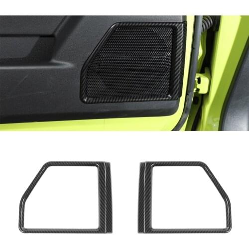For Suzuki Jimny 2019 2020 JB64 JB74 Car Door Speaker Cover Trim Decoration Stickers Car Interior Accessories ABS Carbon Fiber