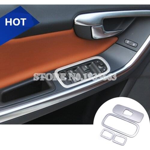 For VOLVO V60 Stainless Car Door Window Button Frame Trim Cover 2012-2017 4pcs Car Accessories Interior Car Decor Car Trim