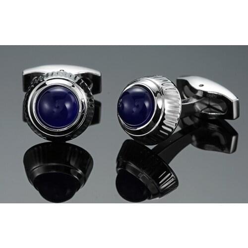 DY The new high-grade luxury brand design pattern Silvery Blue Crystal Cufflinks Mens French shirt Cufflinks free shipping