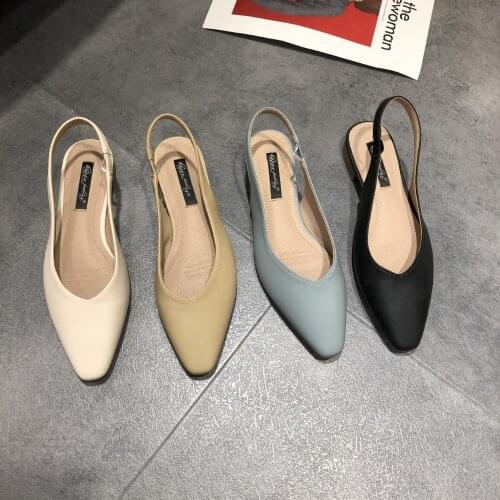 Elegant Modern sandals women slippers summer shoes woman solid buckle belt sandales low heels small square toe sandalias mujer