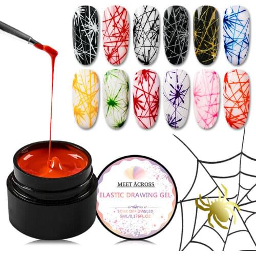 12PCS/Set 5ml Nail Drawing Gel Polish varnish Painting Nail Art Line Varnish Thick Elastic Paint UV Gel Soak Off Spider Gel
