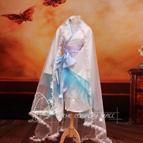 Reine des neiges Yukinokouji Nobara costumes for girl anime cosplay adult snow queen Kimono dress With 2 meters mantilla