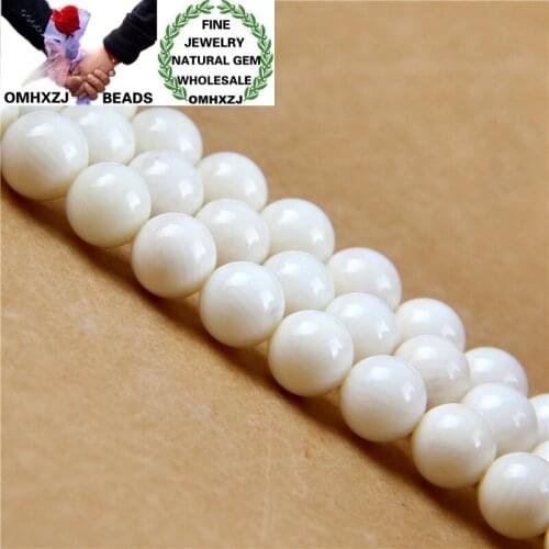 OMHXZJ Wholesale ZB234 4 6 8mm DIY Bracelet Necklace Jewelry Accessories Components Natural Stone Fine White Coral Round Beads