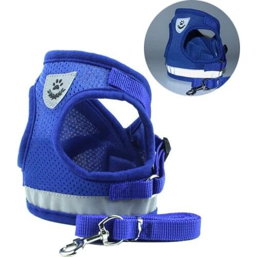 Summer Dog Leashes Harness Sets Breathable Nylon Vests Adjustable Reflective For Dog Cat Outdoor Walking Playing Pet Products