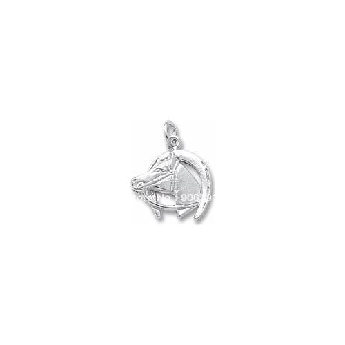 100pcs a lot rhodium plated horse and horseshoe is a flat charm jewelry