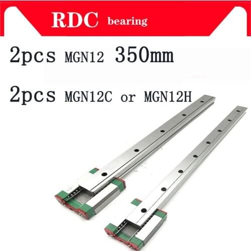 MGN12 2pcs 12mm Linear Guide MGN12 L= 350mm High quality linear rail way + MGN12C or MGN12H linear carriage for CNC XYZ Axis