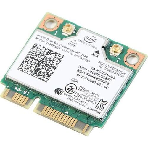 Mini PCI-e Wifi Wireless bluetooth laptop card Dual Band 2.4ghz 5Ghz For Intel 3160 3160HMW 802.11ac Wireless AC + Bluetooth 4.0