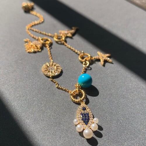 UMGODLY Fashion Brand Bracelet Gold Color Fish Starfish Dolphin Sun Elements of The Sea Series Summer Holiday Women Jewelry