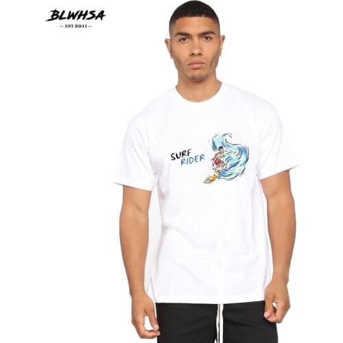 BLWHSA Surf Rider Printed T Shirt Men Fashion Summer Short Sleeve Funny T-shirt Cool Surf Rider Design Print Plus Size Clothing