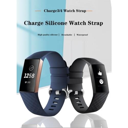 Soft Silicone Adjustable Replacement Sport Wristband Compatible for Fitbit Charge 3/Fitbit Charge 4，Breathable Sport Wristbands