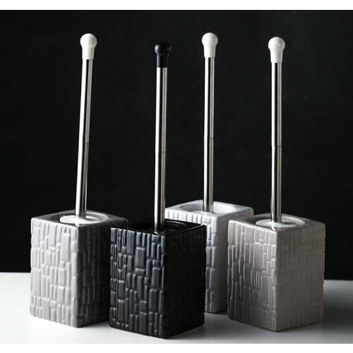 Ceramic Base Toilet Brush Set Bathroom Accessories Wash Toilet Brush Cleaning Brush Stainless Steel Long Handle Toilet Brush