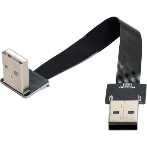 NGFF Down Angled USB 2.0 Type-A Male to Type-A Male Data Flat Slim FPC Cable for FPV & Disk & Scanner & Printer