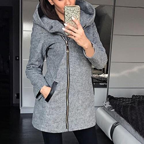 Autumn Winter Fashion Mid-Length Pockets Casual Hoodie Comfy Women Coat Hooded Streetwear