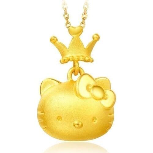 KT cartoon cat pendant KT cat necklace 3 d gold placer gold OuBi necklace jewelry wholesale