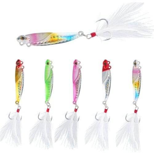 Long Shot VIB 5 Colours 10g/15g/20g Blood Feather Hook 3D Eyes Sinking Vibration Baits Artificial Vibe for Bass
