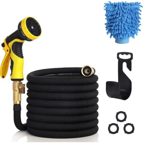 Expandable 50/75/100ft Flexible Garden Water Hose Retractible Pipe Pray Nozzle