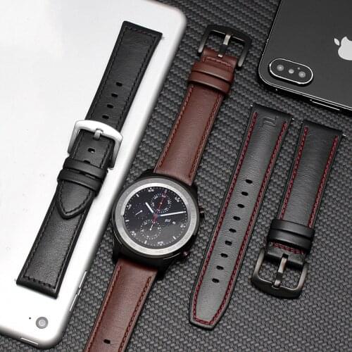 BEAFIRY 22mm Handmade Genuine Leather +Silicone Rubber Watchbands for fossil huawei for men women Belt