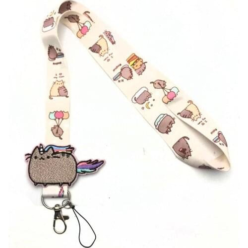 JF379 Cute Cat Lanyard Neck Strap for Key ID Card Cell Phone Straps Badge Holder DIY Hanging Rope Fashion Buttons Accessorie