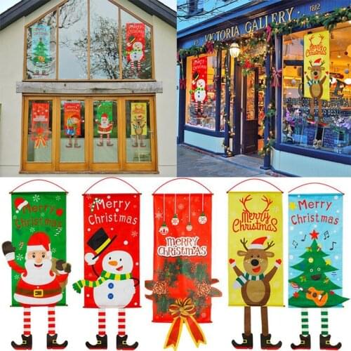 Merry Christmas Decoration for home Hanging Cloth Flag Wall Door Garland Ornament Navidad New Year Party Supplies
