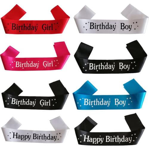 Rose Gold Glittering Stars Satin Happy Birthday Kids Belt Shoulder Strap Belt Birthday Party Decoration Accessories