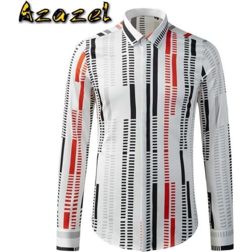 Azazel 100% Cotton Male Shirts Luxury Long Sleeve Irregularity Stripe Mens Shirts Fashion Slim Fit Party Man Shirts 3XL