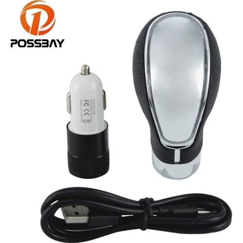 POSSBAY Car Manual Gear Shift Knob Touch Activated Changeable Led Light Manual Transmission Gear Stick for Universal Auto Parts